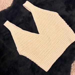 Cream Knit Cropped Tank Top